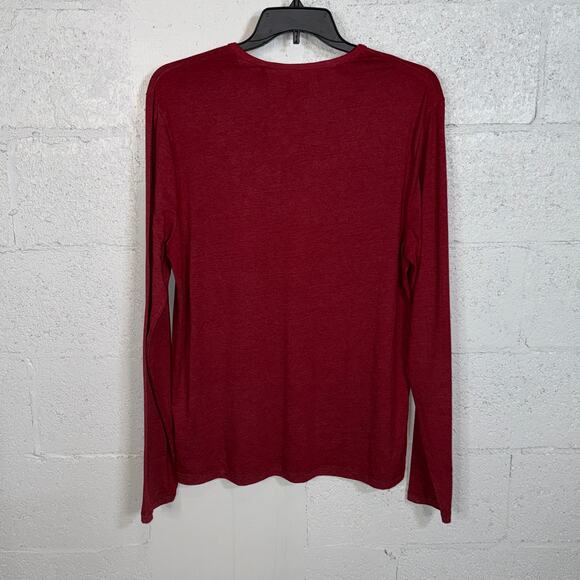 Buffalo David Bitton Men's Kaduk Long-Sleeve Burnout Henley Top, red XL - Picture 3 of 7